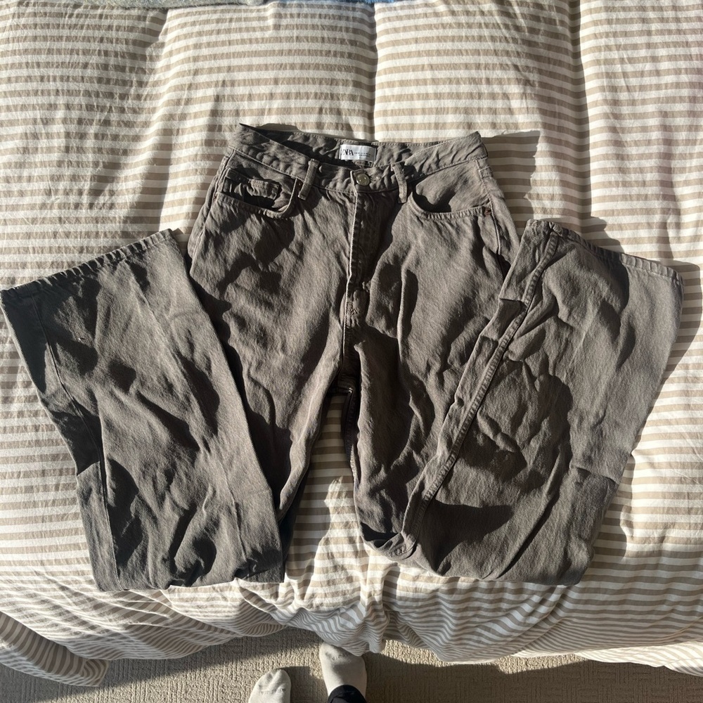 Zara Charcoal Textured Trousers